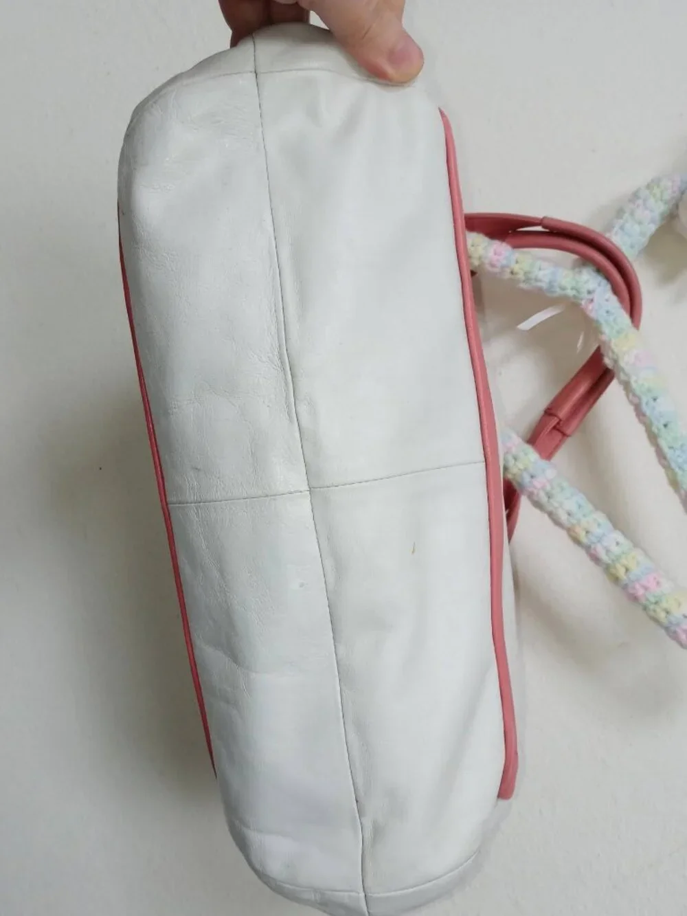 Coach Cricket Satchel Purse White & Coral Pink Bag Y2K Vintage